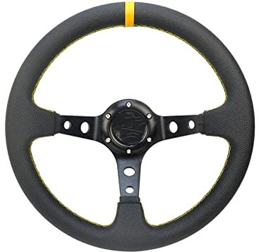 NOVEMS Lenkrad Universal 320 MM Oder 350 MM Aluminium Nachrüstung Modifiziertes Auto Styling Auto Sport Lenkrad PVC Racing Typ (Color : 320mm Yellow)