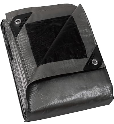 GUARD SHIELD Telone con occhielli Impermeabile 5 x 6 m Grigio Argento/Nero Tela poliestere multifunzionale 120 g/㎡ Telone protettivo Telone multiuso, resistente allo strappo, stabilizzato UV