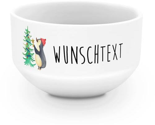 Mr. & Mrs. Panda Schüssel mit Namen Pinguin Weihnachtsbaum - Personalisierte Geschenke, Müslischüssel, Weihnachten, Müslischale, Suppenschüssel, Schale, Winter