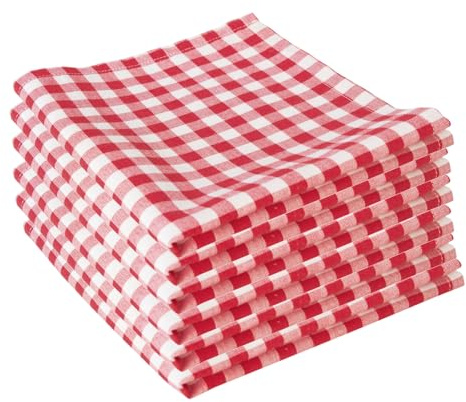 Hans-Textil-Shop 6er Set Stoff Serviette Kariert 40x40 cm Baumwolle Rot – Vichy Karo, Landhausstil, Stoffservietten, schadstoffgeprüft, handgefertigt in Europa
