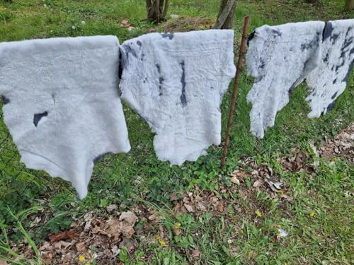 Provellus Véritable peau de mouton/d'agneau/fourrure/cuir double face pour bricoler des affaires (gris, 70-80 cm de long)