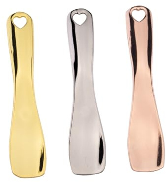 Healeved Cuillères à Crème Visage Présent Saint-valentin Lot de 3 en Alliage de Zinc Spatules à Maquillage Pratiques Suivant la Forme de L'œil