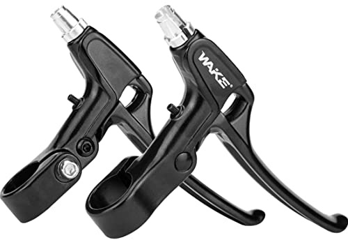 WAKE Bicycle Brake Levers 2pcs Mountain Bike Brake Handles 4 Finger 2.2cm Diameter for Most Bicycle, Road Bike, MTB, BMX, Cycling (Aluminum Alloy, Black)
