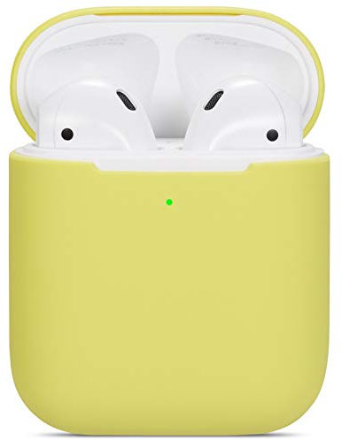 Custodia per Airpods compatibile con, custodia protettiva in silicone morbido ultrasottile antiurto per accessori di protezione antiscivolo per Apple Airpods 2 e 1 custodia di ricarica - gialla