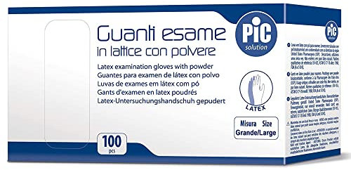 Pic , Guanti In Lattice Con Polvere Per Esaminazione Unisex Adulto, Bianco (White), Grande Large