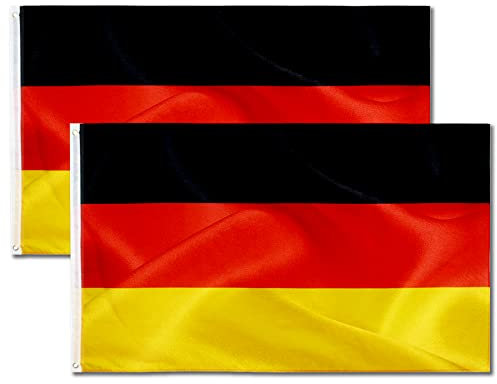 2 Stück Deutschland Fahne | Flagge Deutschland | Wetterfeste Deutsche Flagge mit Messing-Ösen | Fahne Flagge DE Germany Deutschland | 90 x 150 cm | Kräftige Farben | Top Qualität
