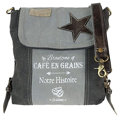 Sunsa Damen Umhängetasche, Retro Crossbody bag, grau Schwarz canvas Tasche