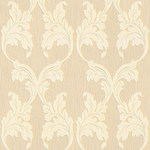 Profhome 956282-GU Textiltapet barock matt färg beige gul 5,33 m2