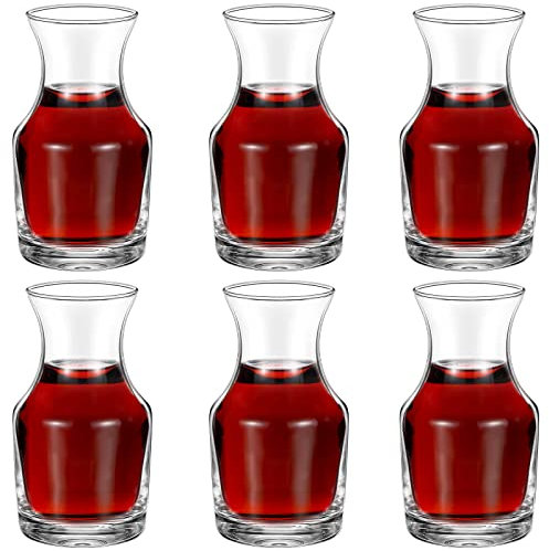 Remagr 6 Pack Wine Carafes Glass Small Single Serving Decanter,7.7 oz
