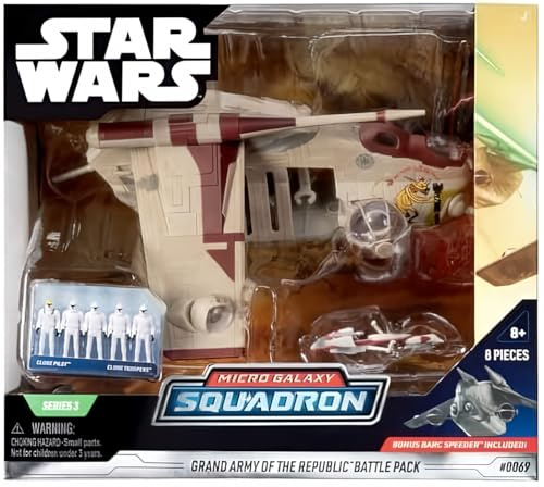 Star Wars Micro Galaxy Squadron - SWJ0100 - Grand Army of the Republic Battle Pack – 20cm großes Fahrzeug mit BARC Speeder und 5 Micro-Figuren als Zubehör