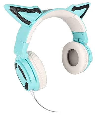 Pyhodi Écouteurs RGB Cat Ear, Casque de Jeu sans Fil Bluetooth 5.3 Pliable avec Son Stéréo 7.1, 12 Heures de Lecture, Micro intégré, Câble Audio de de Type C, pour PC