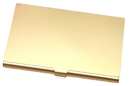 SYSUII 2 Stück Visitenkartenetui,Aluminium Namenskartenhalter Slim Visitenkartenetui für Männer Frauen Visitenkartenhalter Slim Metall Tasche Kartenhalter für Visitenkarten Visitenkartenbox -Gold