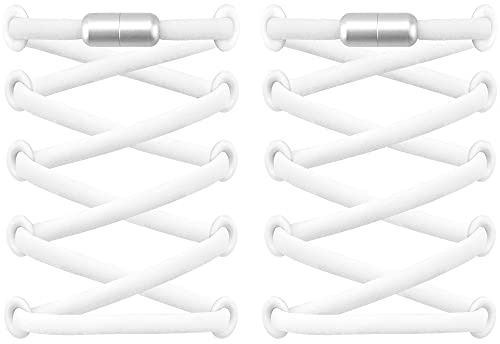 RJ-Sport 2 Paar Rund Elastische Schnürsenkel | Schnellschnürsystem für Einzigartigen Komfort und Starken Halt - mit Metallkapseln ohne binden