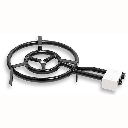 briebe Brûleur à Gaz 2 Anneau 40-20 cm, Double Brûleur à Paella, Convient pour Poêle ou Paellera 30 à 60 cm de Diamètre, Deux Régulateurs de Flamme