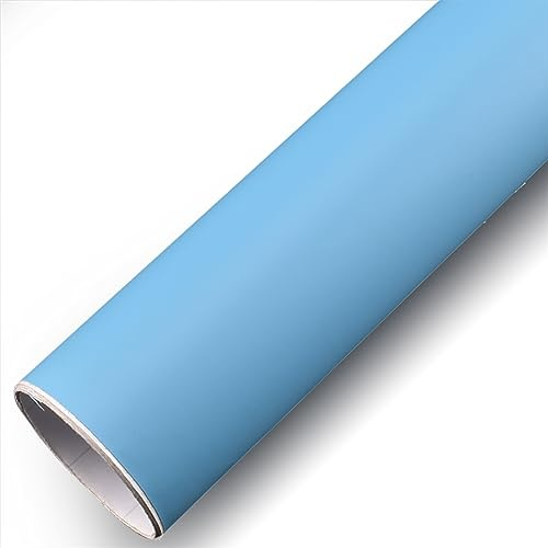 COYOUCO Vinyl-Autofolie Matt Metallic Premium Selbstklebende Ersatz-Fahrzeug-Folienrolle mit dehnbaren DIY-Aufklebern mit Luftfreigabe,Light Blue,50 * 300cm