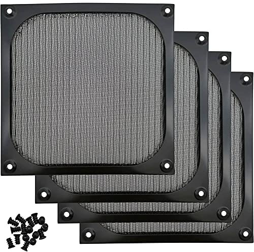 TsoLay 140 Mm Desktop Computer GehäUse LüFter, Filter Gitter, Staubdichte GehäUse Abdeckung mit Schrauben, Aluminium Rahmen, 4 Pack
