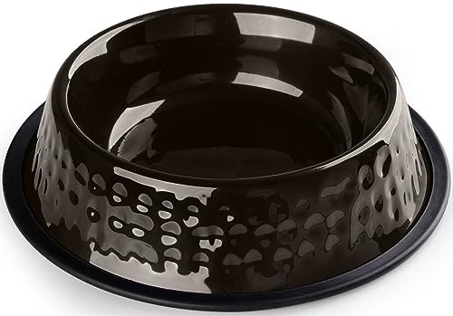StilGut Fressnapf für Hunde, Futternapf aus Aluminium 1,9 l für große Hunde, Hundenapf, Wassernapf - Schwarz/Silber, STNPF19STBKSB