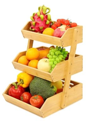 BFYDOAA 3 Tier Bamboo Wicker Storage Basket,Small Fruit Baskets Tabletop Basket Organizer Bread Basket Pantry Baskets Fruit and Bread Basket for Home Kitchen Counter