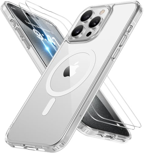 Miracase für iPhone 15 Pro Hülle mit Magsafe & 9H+ Panzerglas, Klar | [TOP Militärschutz & Magnetkraft] Stoßfest Kratzfest mit Samtiger Haptik Langlebig Handyhülle für iPhone 15 Pro 6,1