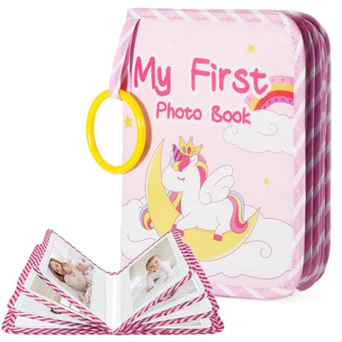 Oaygat Baby's My First Family Photo Album 17 4x6 Pictures Soft Cloth Photo Album Unisex Kids' Personalized Memory Photos Albums for Family Baby Shower Party Toddler Kid Girl
