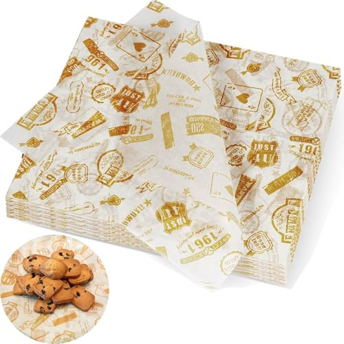 BetterJonny Wrap Papier 21.5x25cm, Wasserdicht und Öl, Pommes und Burger Papier, Verpackungspapier für Butter, Käse, Sandwich