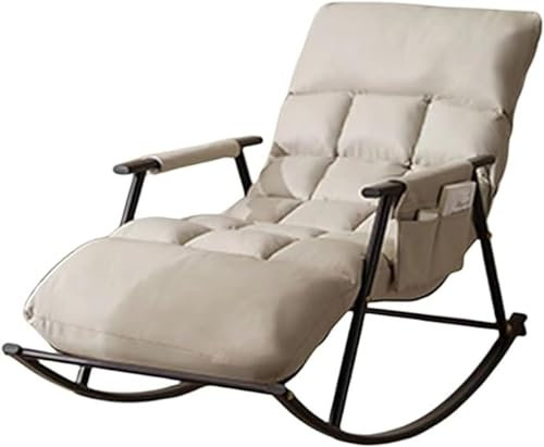 JIESOO Schaukelstuhl mit Gleitfunktion, Lounge-Akzentstuhl Wohnzimmer Mit Aufbewahrungstasche, Rahmen Arbon-Stahl, Schaukelstuhl Schlafzimmer Mit Weicher Polsterung(Light Gray)