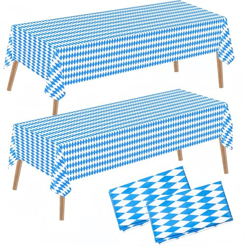 Mainiusi Oktoberfest Tischdecke Papier 2er, 274x137cm Oktoberfest Deko Papiertischdecke, Biertisch Tischdecke Bayerische Deko, Bierbank Tischdecke Papier Tischdecken für Biertische, Sausage Party