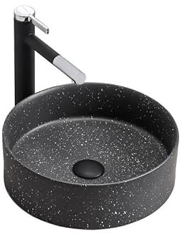 Lavandino da bagno,Lavandini a scodella for bagni,Lavandino da toeletta,Lavandino da bagno Lavabo artistico con bordo sottile rotondo Lavabo in ceramica Lavandino semplice for hotel Lavandino nero Lav