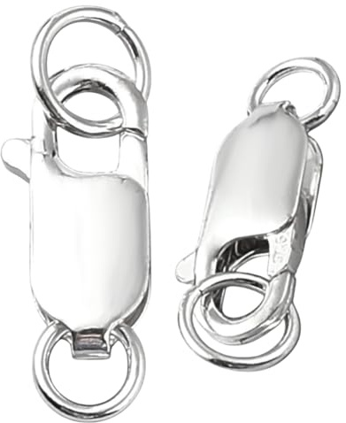 DELORIGIN 2 Stück Ovale Karabinerverschlüsse kettenverschluss Aus Sterlingsilber 925 silberne Federverschlüsse Mit 2 Karabinerhaken Schnappclips Zur Schmuckherstellung Armband Halsketten 5.5x13mm