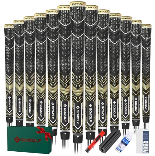 Gowolf Golfgriffe, Gummi, Multi-Compound-Golfschlägereisen, 13 Stück, farbige Oberabdeckung, SL02 Pro mit gratis 15 Bändern