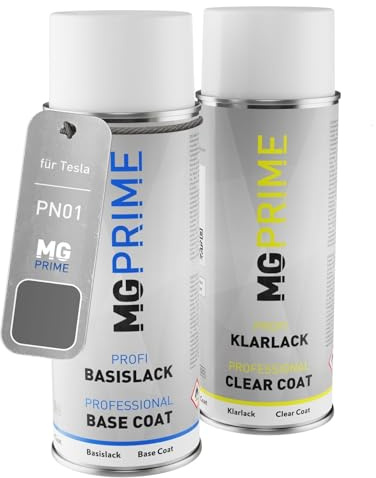 MG PRIME Billack Spray can set för Tesla PN01 / PT200 Stealth Grey Base coat klarlack spray can 400ml