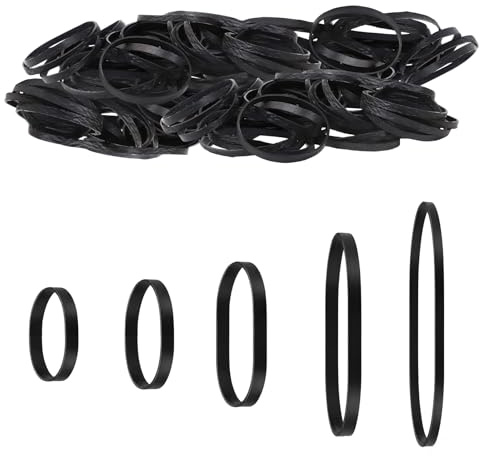 100PCS Black Elastic Bands Heavy Duty 5/6/8/12/18cm Thick Rubber Bands | 5 Sizes Thick Elastic Bands Expandable Natural Strong Elastic Band for Home School Office Workshop Industrial Camping