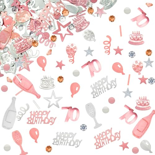 70 Konfetti Geburtstag Deko 70 Tischdeko Geburtstag dekoration Confetti 70. Streudeko Geburtstagsdekoration Roségold Frauen Männer