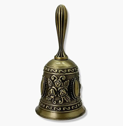 EatingBiting Handglocke im europäischen Stil, elegante Handglocke aus antikem Messing, Abendessenglocken, Hochzeitsglocken, Serviceglocken, Vintage-Glocken, Vintage-Retro-Stil, kunstvolle