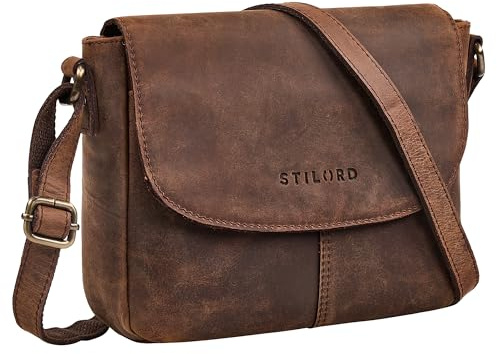 STILORD Elowen Stylishe Kleine Umhängetasche Damen Leder Handtasche Dunkelbraun Klein Echtleder Damentasche Vintage Ledertasche Crossbody Bag Schultertasche