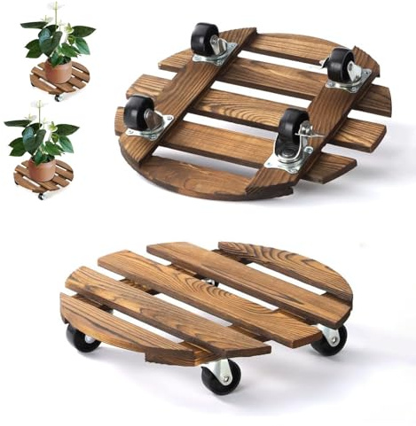 bechoanigel 2X Rullo per Piante, 25 x 6.5 cm Rulli Portavasi con Ruote, Portata 80 kg, per Esterni e Interni, Sottovaso con Rotelle, Rotazione di 360°,Adatto per Vasi e Pianta Pianta