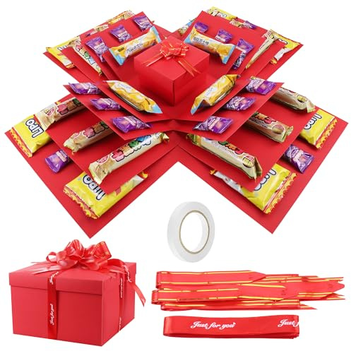 Caja de Regalo Explosión Creativa de 5 capas, Caja Sorpresa para Aperitivos con Fotos, Explosiva de Regalo, Explosion Box Creativa para Cumpleaños, Aniversario, Navidad