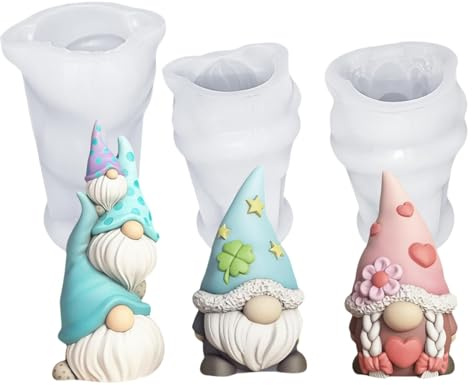 3 Stampi 3d Per Gnomo Di Pasqua In Silicone,Silicone Per Natale,Per Innaffiare,Candele Fai Da Te E Sapone,Per Decorazioni Natalizie