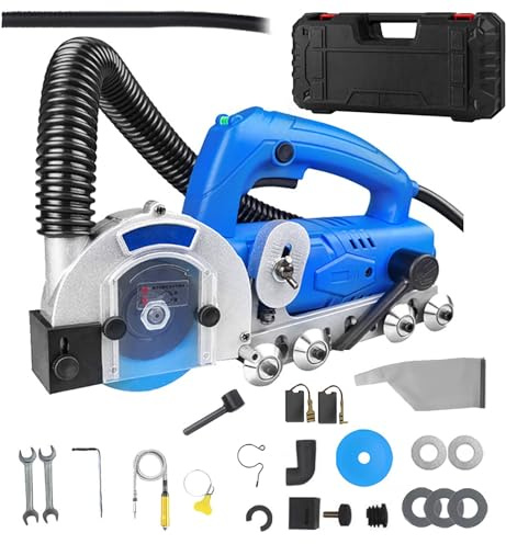Limpiador de juntas eléctrico para azulejos, máquina de mano para limpiar juntas de azulejos con profundidad ajustable y manguera de aspiración. Ranura para limpiar juntas(1200W)