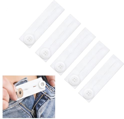 Ruayia 5 Stück Hosenbunderweiterung, 25 x 85 mm Elastische Taillenverlängerungen, Hosen Knopf Verlängerung, Einstellbar Knopfverlängerung Bund-Expanders Männer und Frauen für Jeans, Hosen