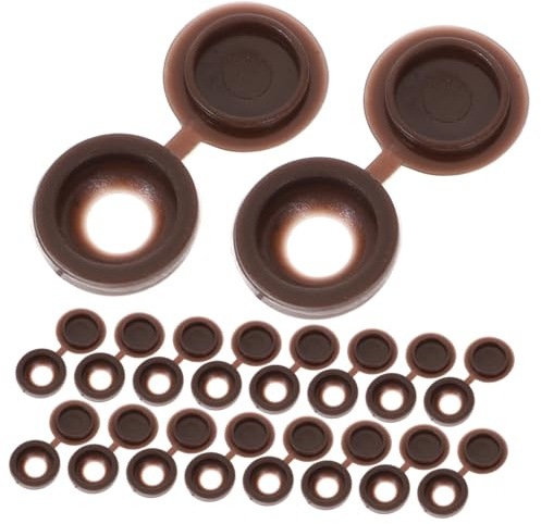 Tapones de Rosca Autorroscantes Marrones, 100 Piezas para Muebles | PP, Impermeables, para Bisagras, Protegen Tornillos, Uso en Casas y Barcos
