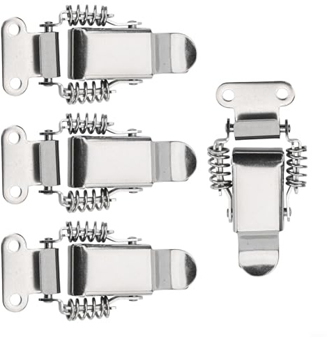 Lot de 4 clips à bascule à ressort en acier inoxydable avec double mécanisme de verrouillage à ressort pour une sécurité fiable sur les boîtes à outils et les unités de rangement (L)