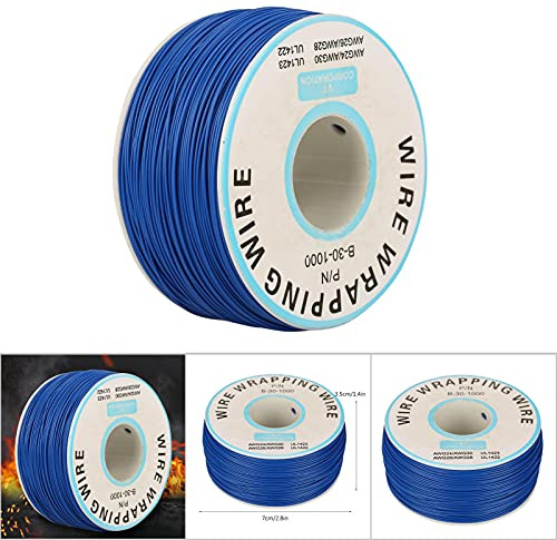 Badafaci 30AWG Tinned Copper Wire, Flexible Silicone Insulation Wrap for Electronics, 0.25mm 200m Breadboard Jumper Wire with Spool, High Heat 176℉ for Laptop Motherboard PCB Soldering (Blue)