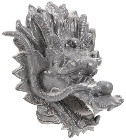 Angoily Fontaine Murale Extérieure en Résine Gris Pierre 23X22X28 CM Robinet de Fontaine à Tête de Dragon pour Jardin et Villa Décoration Résistante aux Intempéries