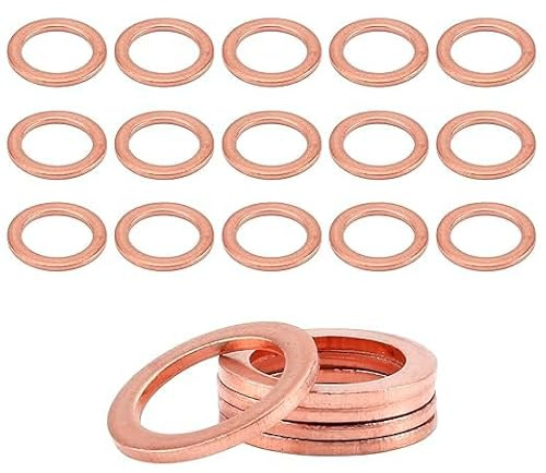 20 guarnizioni in rame M14 x 20 x 1,5 mm, guarnizioni metriche in metallo (guarnizioni piatte) per viti di scarico dell'olio, utilizzabile anche universalmente nella manutenzione di autoveicoli