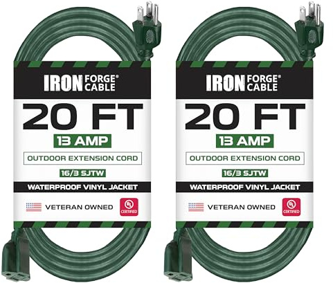 Iron Forge Cable 16 Gauge Heavy Duty Green Extension Cord, 20 Ft - SJTW