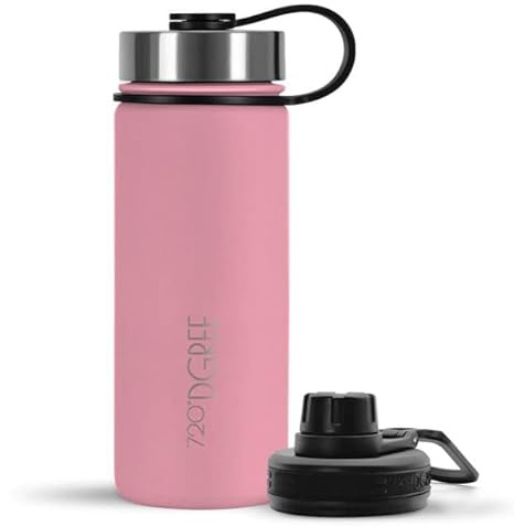 720°DGREE Edelstahl Trinkflasche Kinder 530ml “noLimit” - Auslaufsicher, für Kohlensäure, BPA-Frei - Thermosflasche, Isolierflasche mit Schraubverschluss für Schule, Sport, Fahrrad +Gratis Sportdeckel