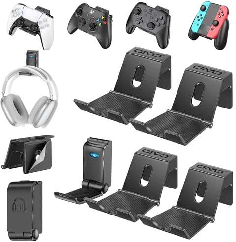 OIVO Controller/Headset Halterung, Faltbar Kopfhörer Halter Wand, Universal Kopfhörer Haken für Over Ear Kopfhörer, Lagerung Headphone/Controller Ständer für Gaming Zubehör- 4 Stück