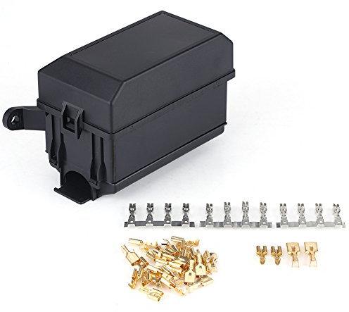 EVGATSAUTO Soporte de relé de fusible de 6 vías Caja de enchufe apto para automóvil SUV para camioneta todoterreno Soporte de relé de fusible de automóvil