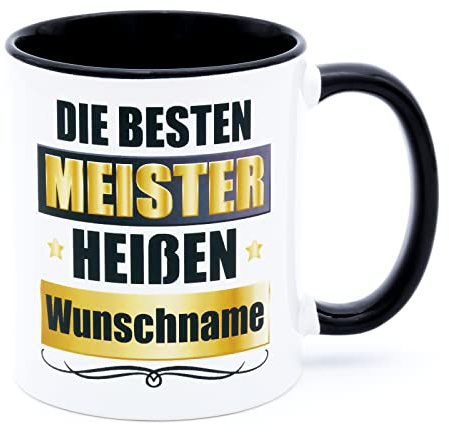 Die besten Meister heißen Name Tasse personalisiert Becher Glückwunsch Geschenk Prüfung Handwerksmeister Ausbildung geschafft Meisterprüfung Meistergeschenk 2026 2027 2028 bestanden Keramik 330 ml